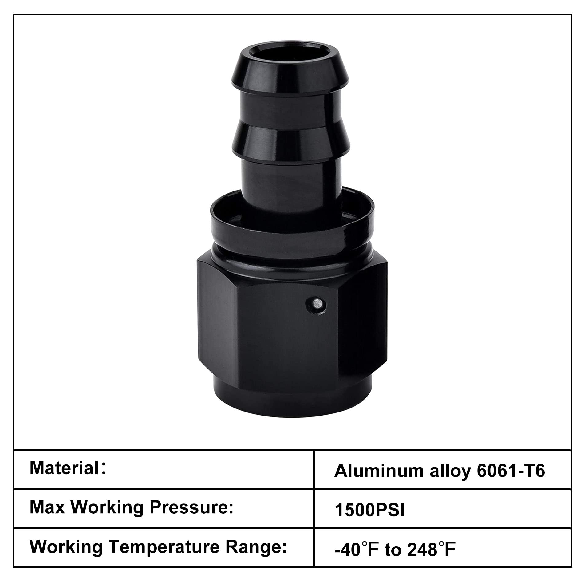 Evil Energy 4An Straight Push Lock Hose Fitting End Black