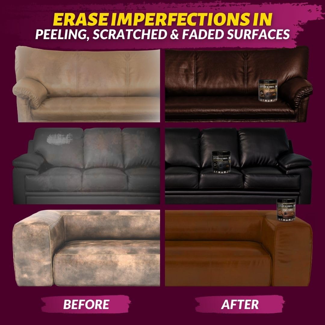 COCONIX Leather & Vinyl Recoloring Balm - Restore Faded Surfaces, Pure Black, Model LRB2PB