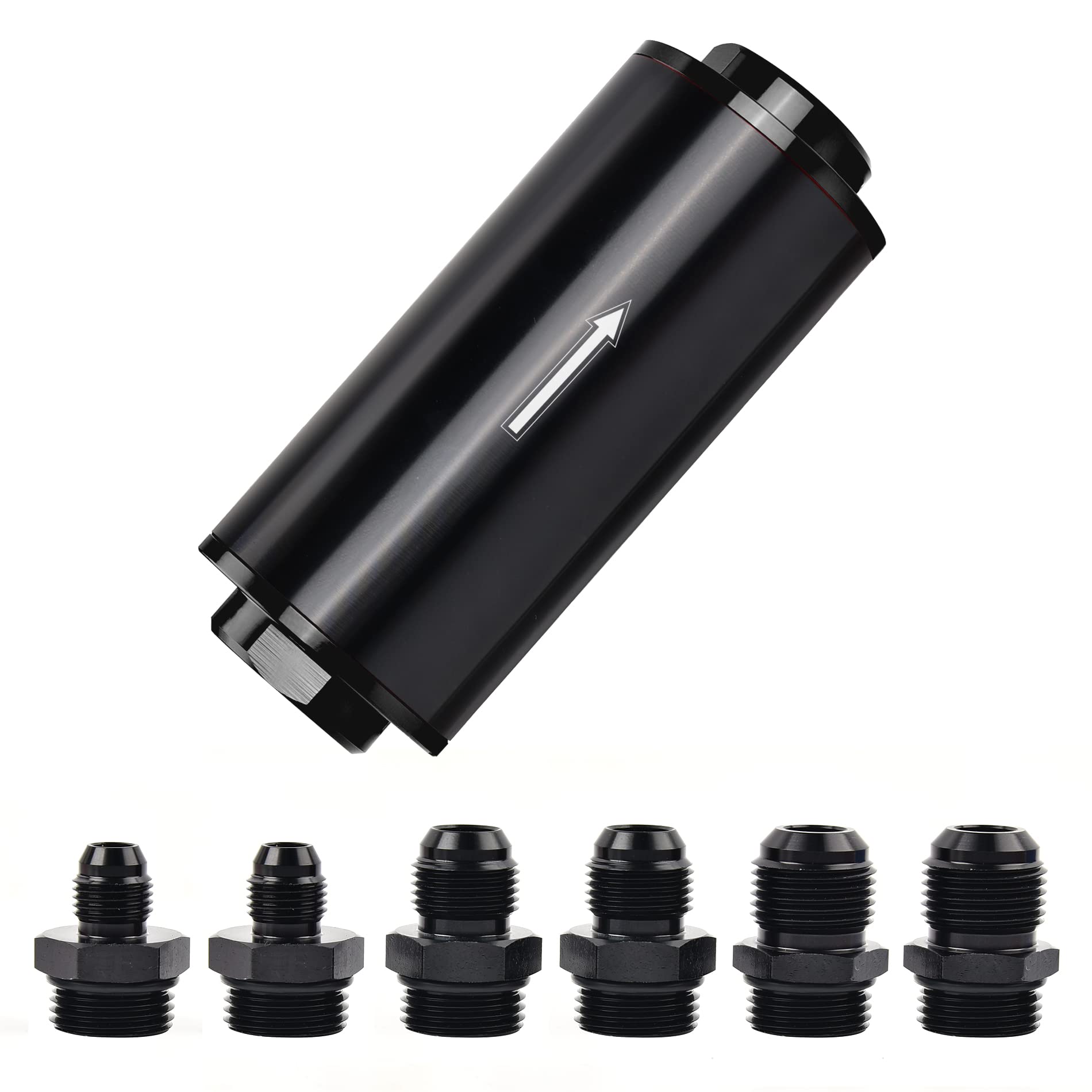 EVIL ENERGY Inline Fuel Filter 100 Micron with 6AN 8AN 10AN Adapter Universal 50MM