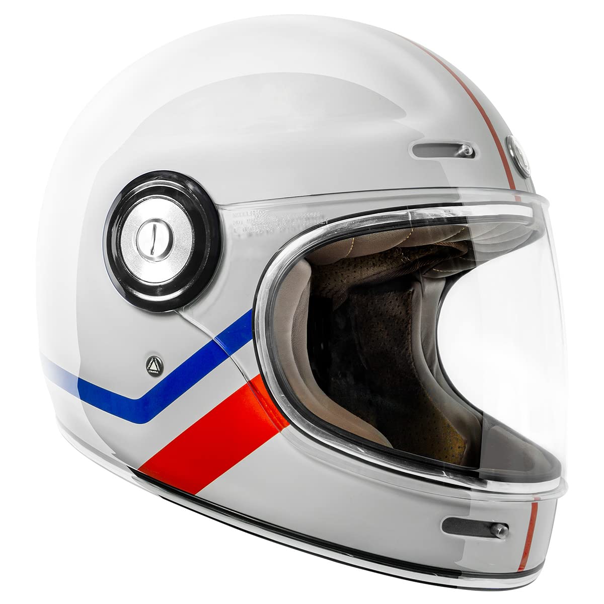 Torc T1 Unisex-Adult Retro Full Face Motorcycle Helmets, Gloss White Allegiance, Medium