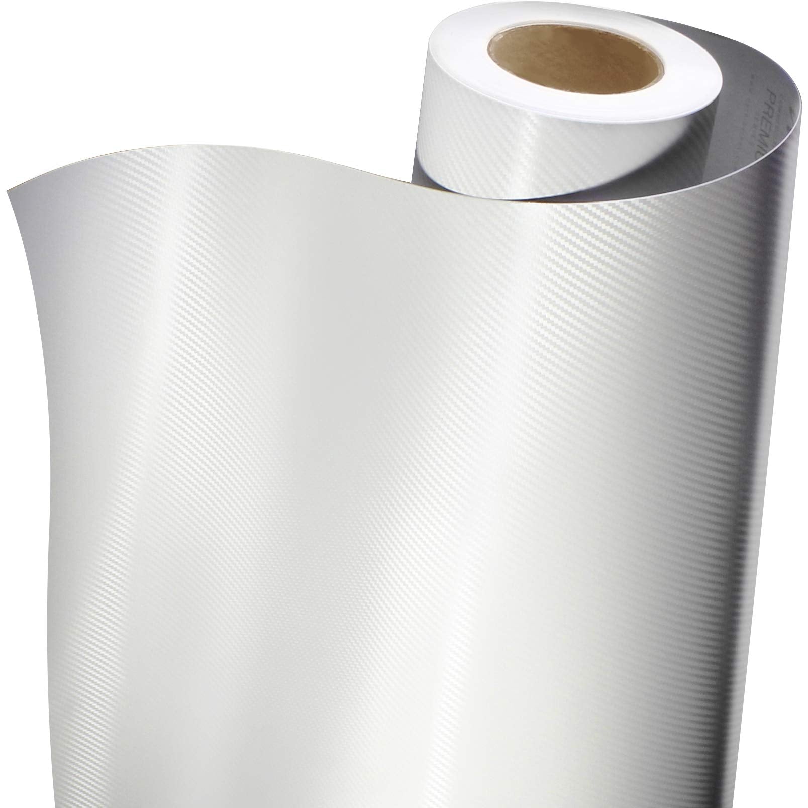 Vvivid+ Premium Carbon Fiber Vinyl Wrap Film (White, 1.49Ft X 5Ft)