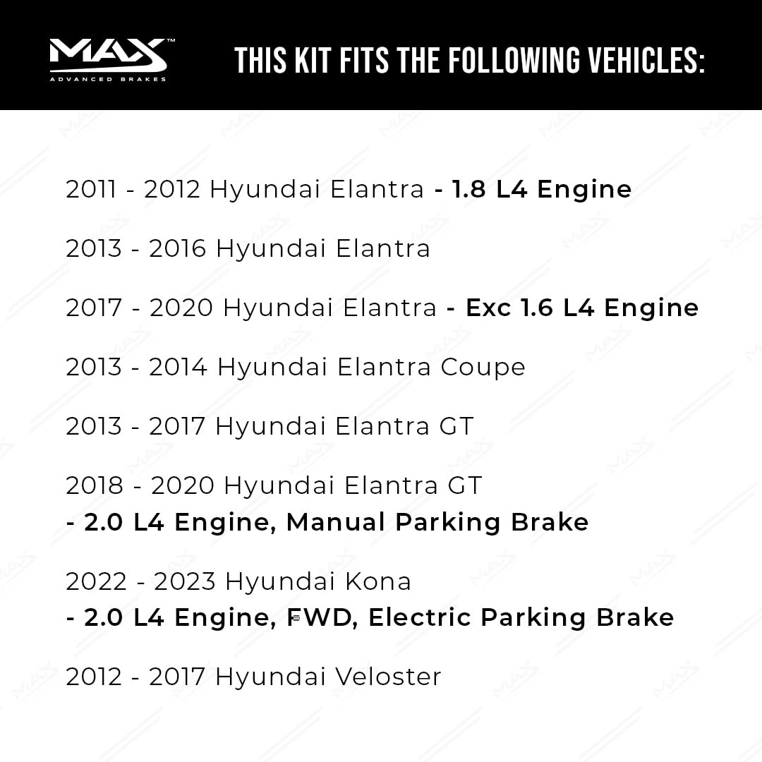 Max Advanced Brakes Rear Brake Kit For 2011-2020 Hyundai Elantra Gt Veloster 2014-2021 Kia Forte Soul Replacement Cross Drilled Disc Brake Rotors And Ceramic Brake Pads