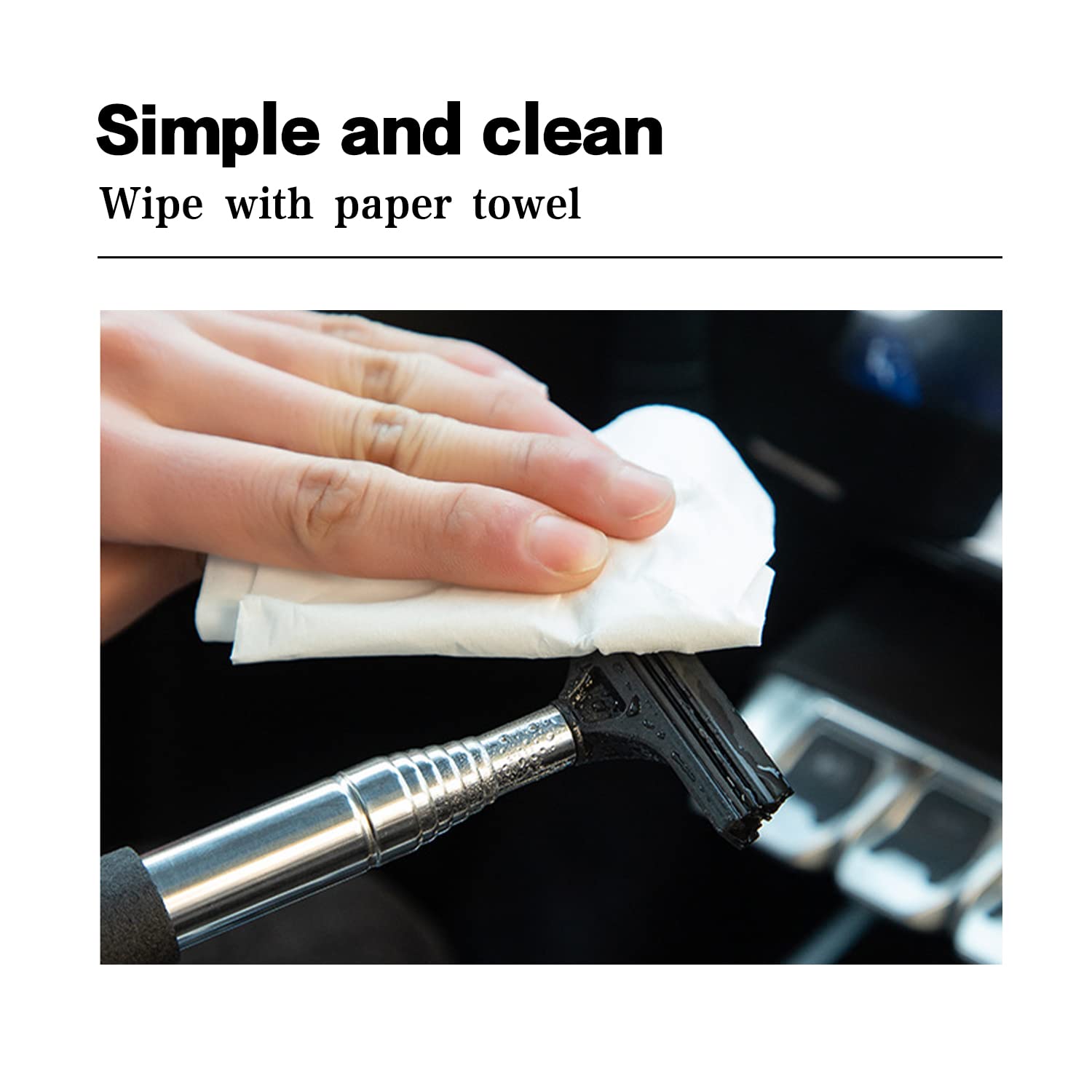 Jeseny 1 Pc Car Rearview Mirror Wiper Telescopic Auto Mirror Squeegee 98Cm Long Handle Cleaning Tool Glass Mist Cleaner Black