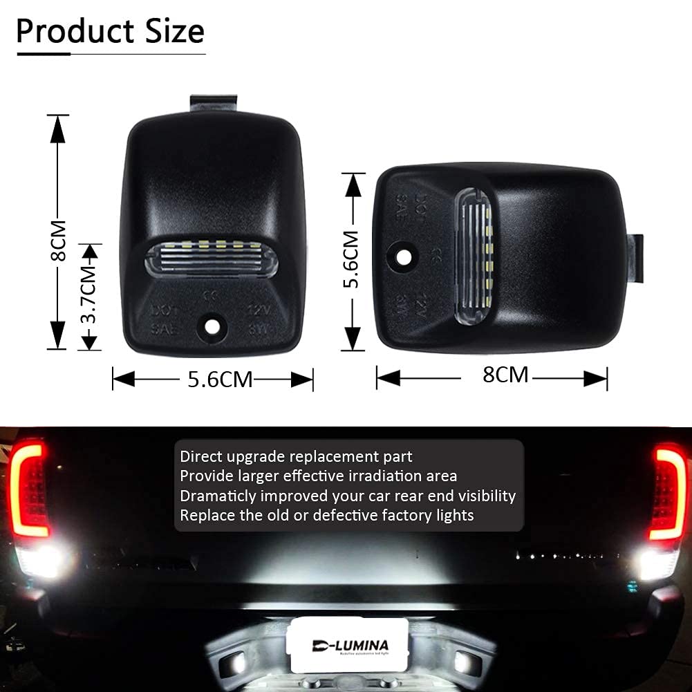 D-Lumina Led License Plate Lights Tag Lamp Assembly Compatible With Toyo-Ta 2005-2015 Tacoma And 2000-2013 Tundra Pickup Truck,
