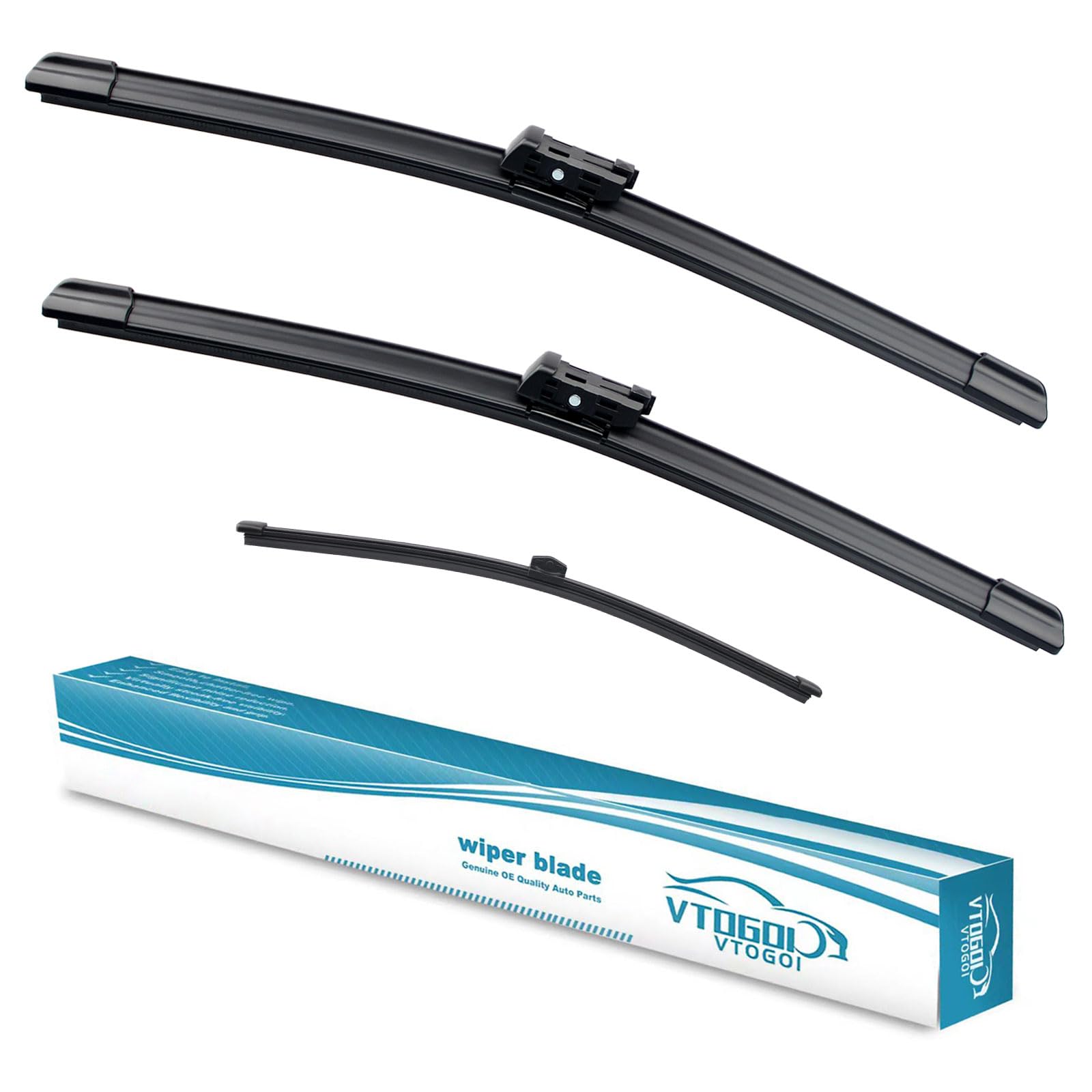 Vtogoi Wiper Blades With Rear Wiper Blades Set For Volkswagen Touareg 2017-2018,Automotive Replacement Windshield Wiper Blades, 