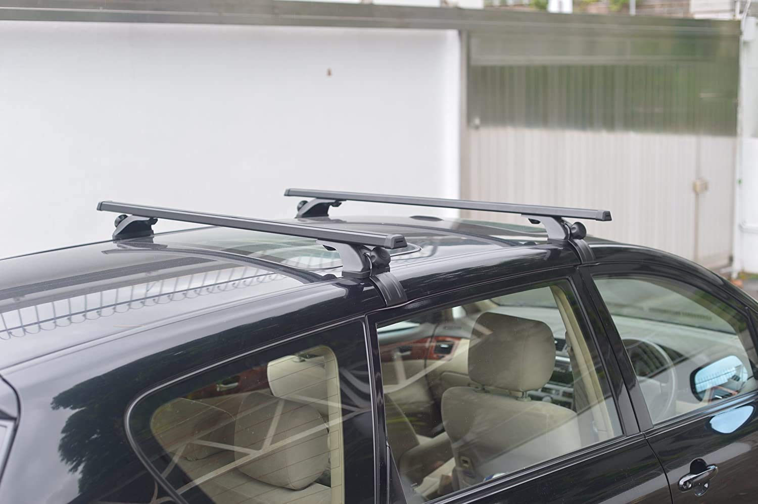 Mph Production 48' (120Cm) Universal Fit Black Adjustable Aluminum Window Frame Roof Rack Cross Bars Cargo Carrier With 3 Pairs Of Mounting Clamps (2 Pcs)