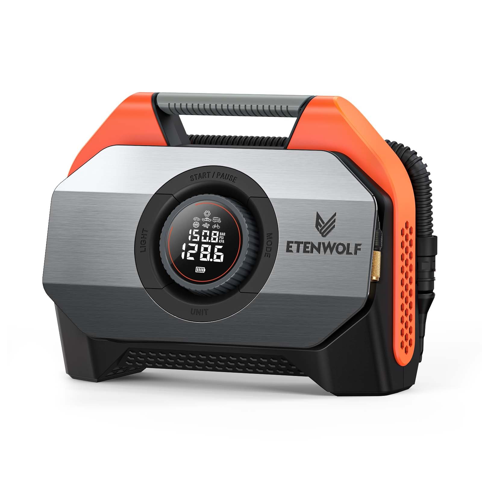 Etenwolf Vortex S6 Tire Inflator Portable Air Compressor For Heavy-Duty Vehicle, Cordless Air Pump For Car & Inflatables With 19