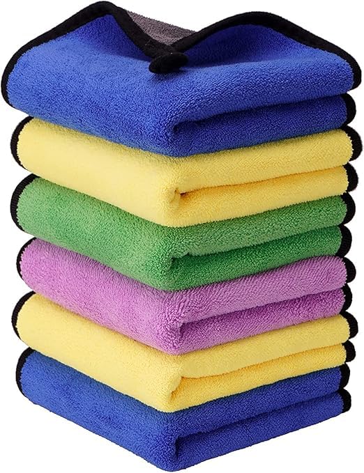 H N Creation Microfiber Cloth 5pcs 40x40cms 340 GSM MultiColor! Thick Lint & StreakFree Multipurpose Cloths Automotive Microfi