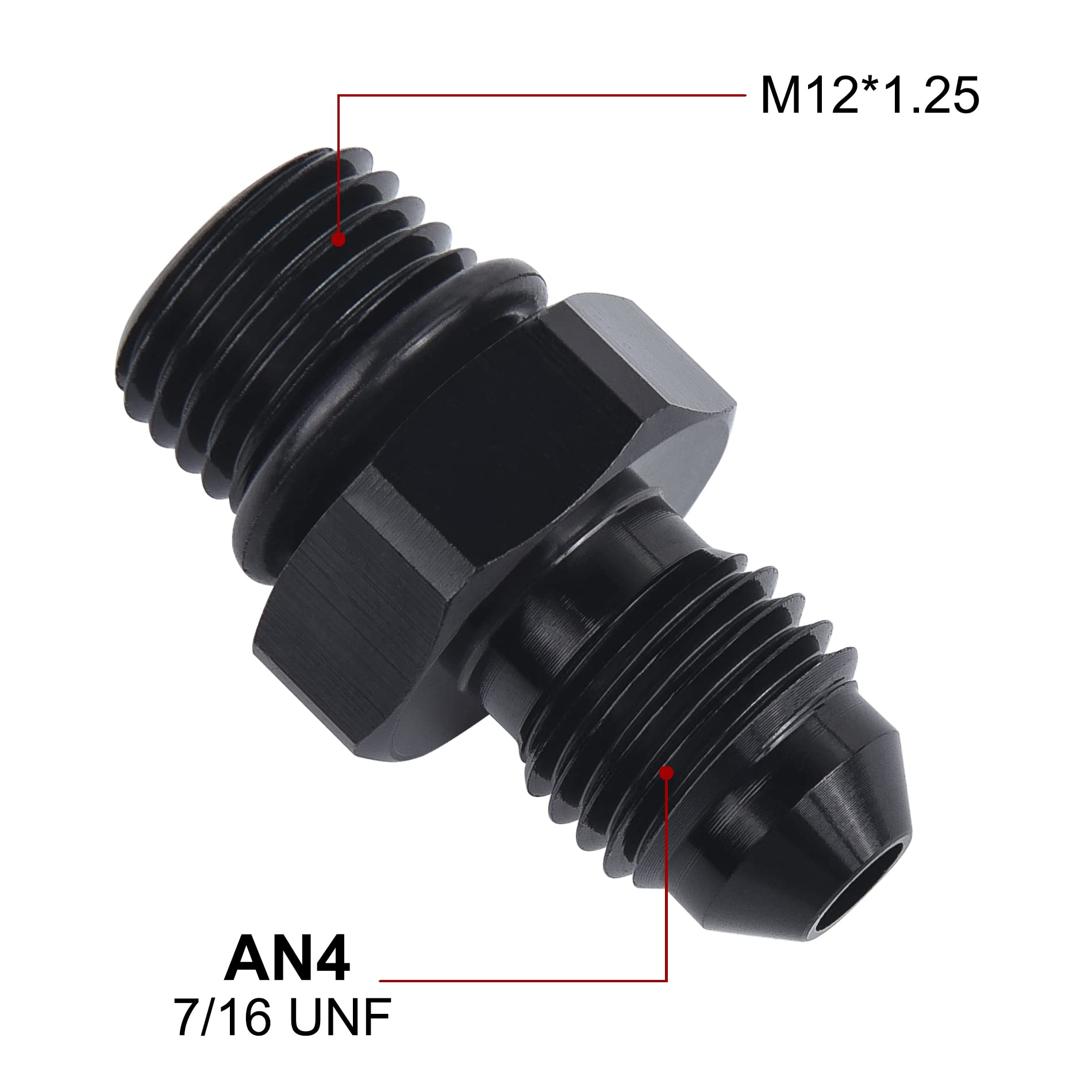 Evil Energy 4An Male Flare To M12 X 1.25Mm Male Metric Fitting Adapter Aluminium Alloy 2Pcs