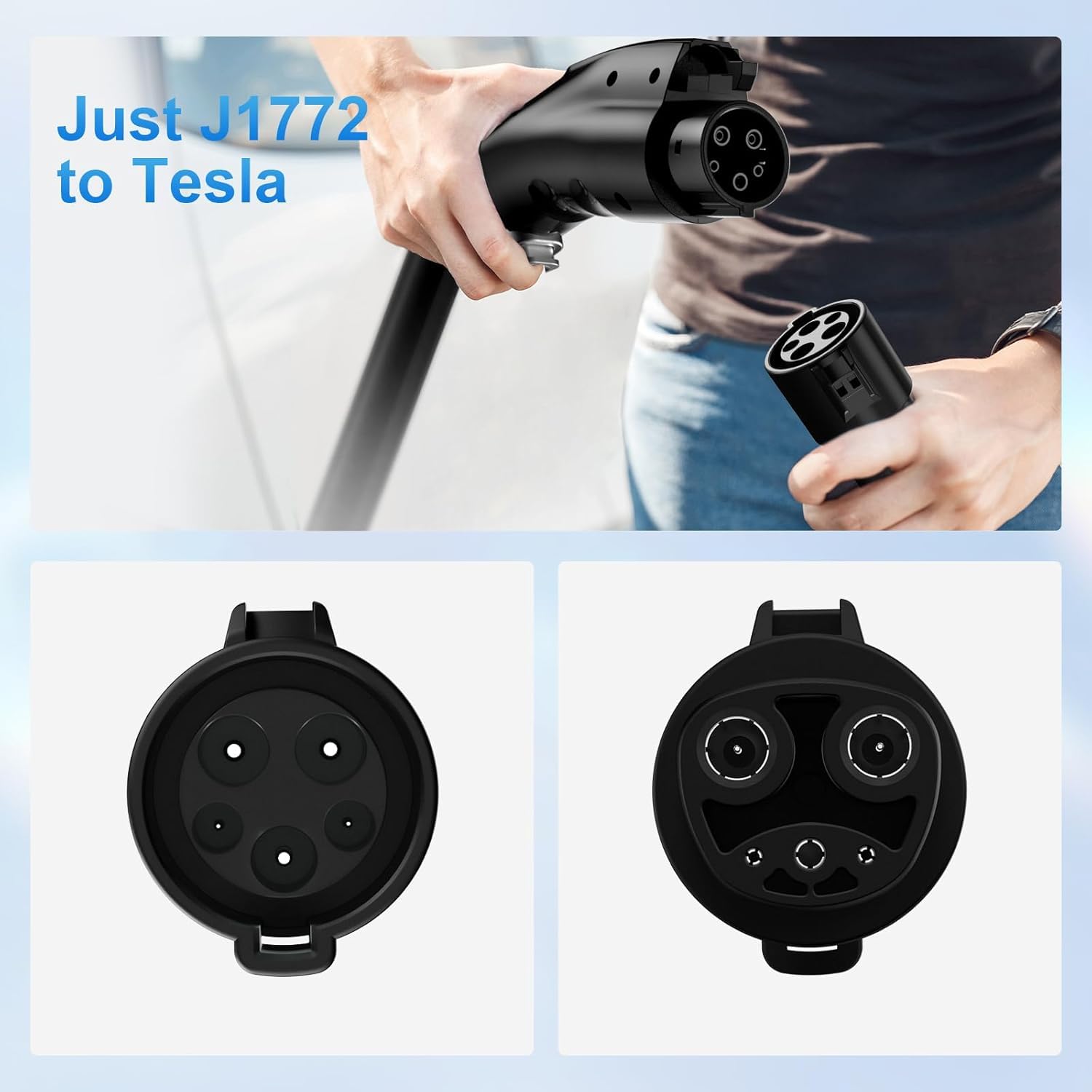 Focsprod J1772 To Tesla Charger Adapter, Max 80A 280V Fast Charging For Tesla Model 3/Y/X/S With Safety Certified Charger Connecting Charging Adapter, Sae J1772 Ev Adapter For Tesla Cars Only