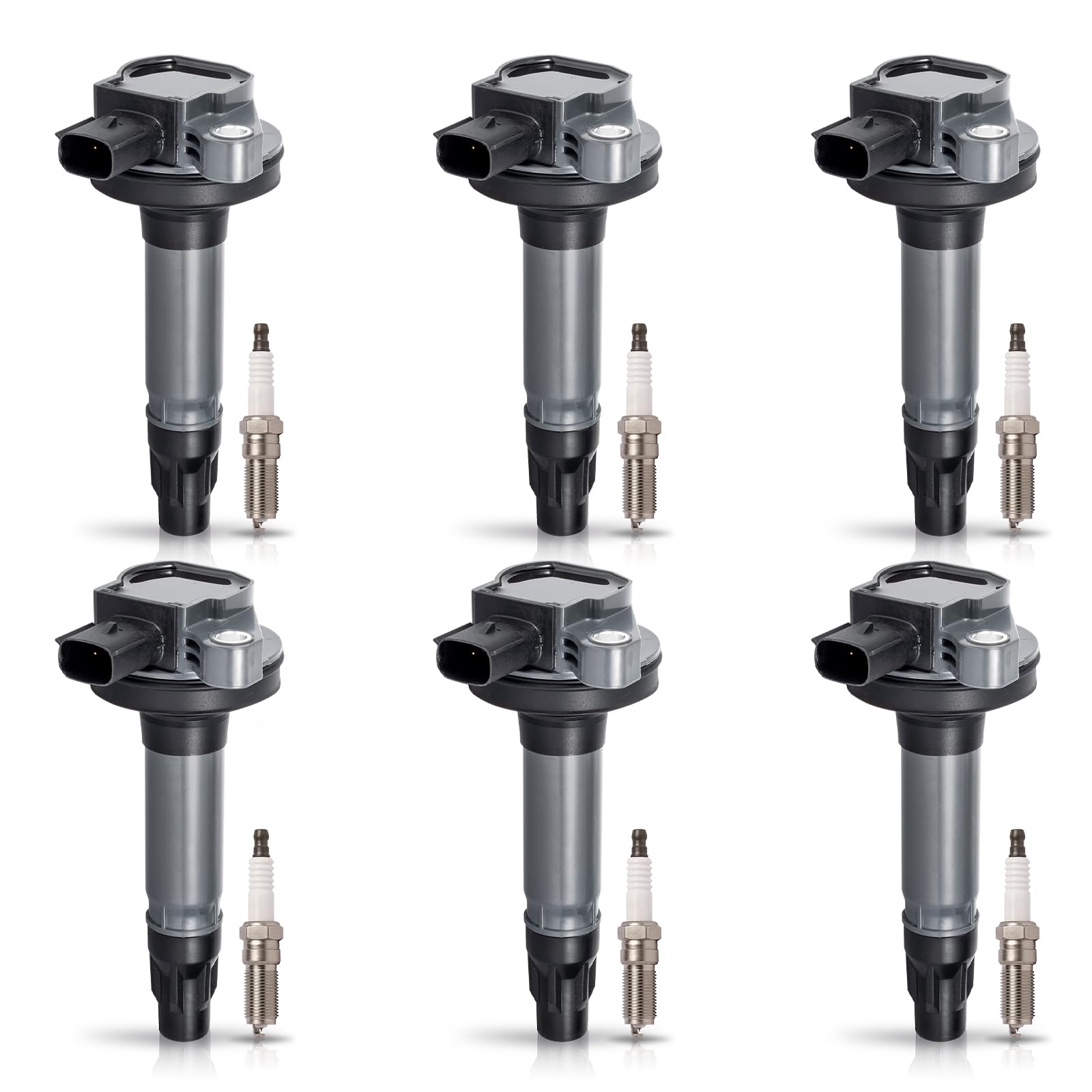 Set of 6 Ignition Coil Pack and Spark Plugs 3.7 3.5 V6 Compatible with Ford F150 Edge Flex Taurus Lincoln MKS MKT MKZ MKX Mercur
