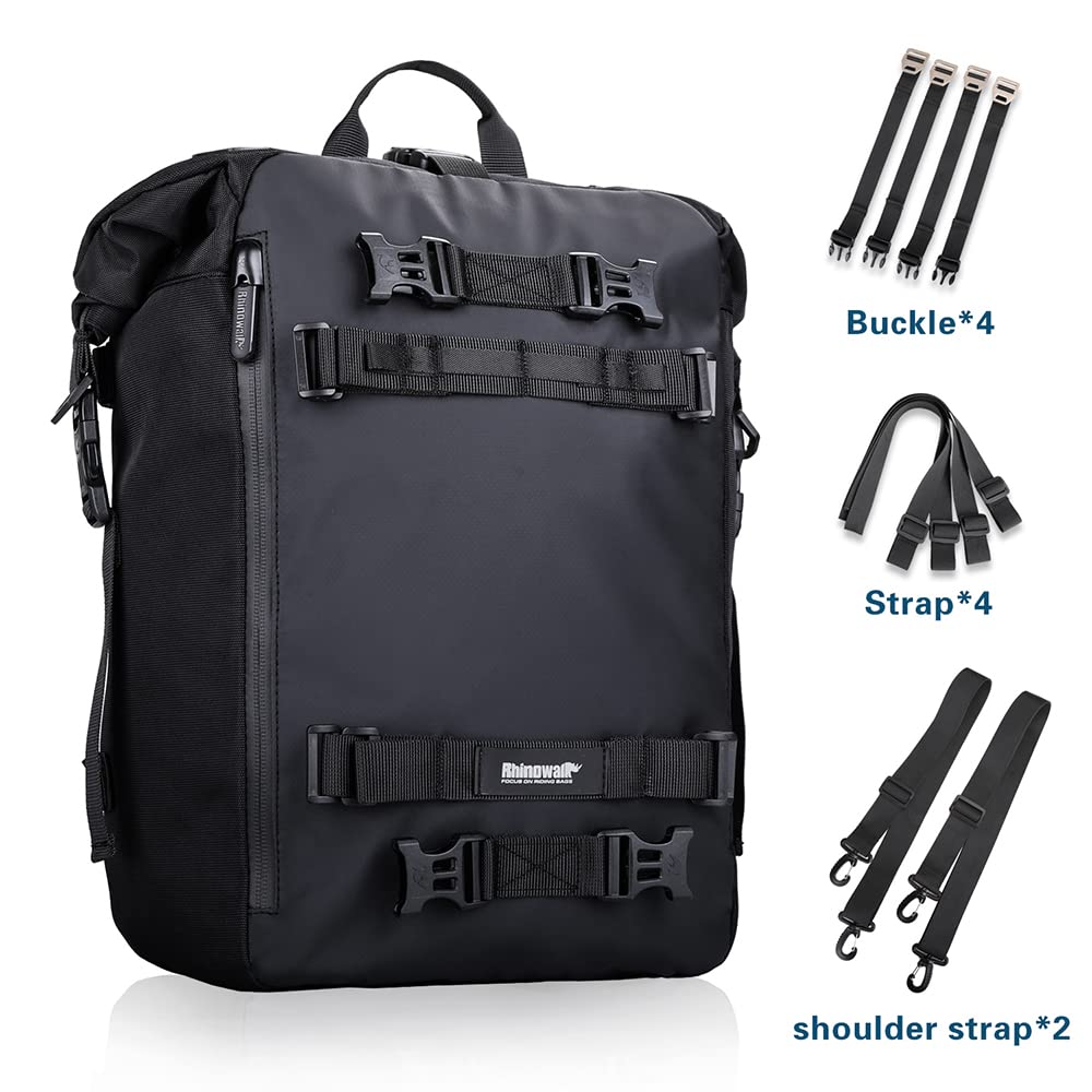 Rhinowalk Motorcycle Tail Bag 20L Motor Travel Luggage Waterproof Motorbike Rear Rack Trunk Storage Bag - Black