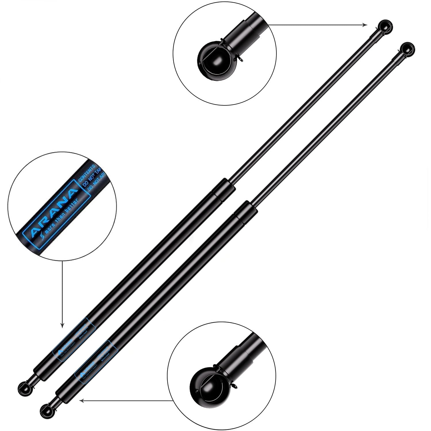ARANA Gas Spring Shock Struts, 27 Inch, 80Lb Lift Support, Model Ara-532, 2Pcs Set for Tonneau Cover Truck Bed DIY Builds