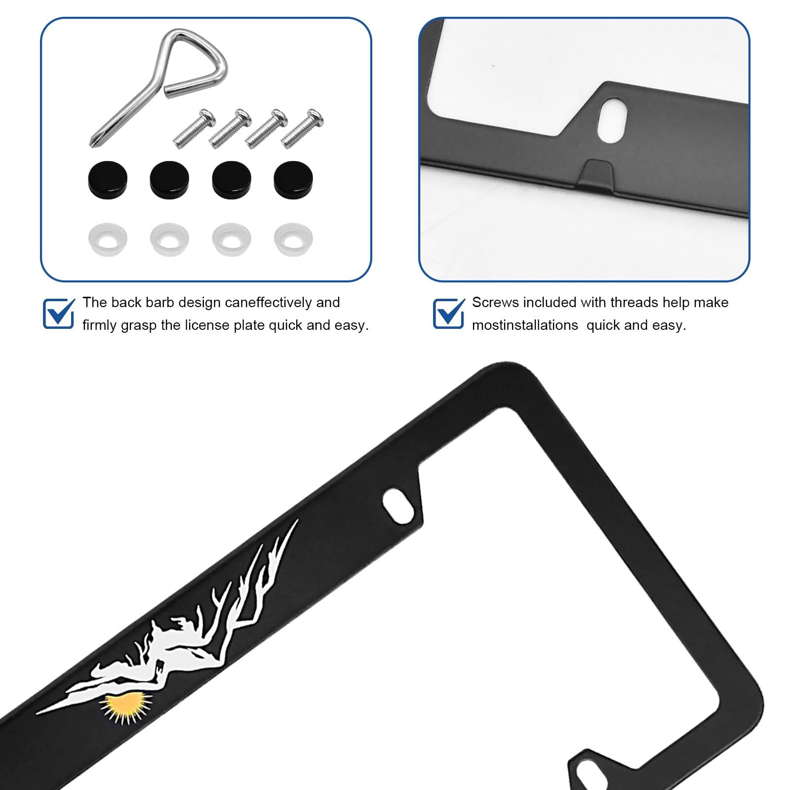 Matte License Plate Frames Mountain Style Aluminum Alloy License Plate Cover Holder License Plates Universal Car Accessories For