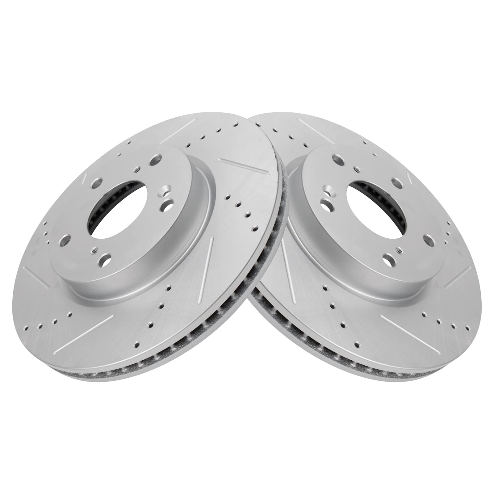 Trq Front Performance Brake Rotors Set Premium G-Coated Cross Drilled & Slotted Compatible With 2017 Honda Accord 2016-2022 Civi
