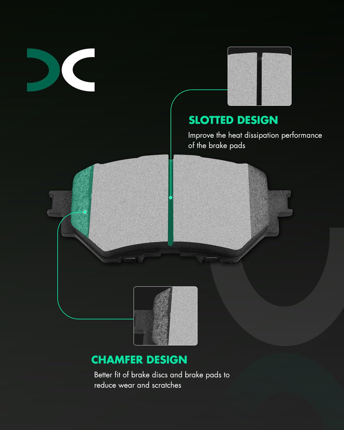 Scitoo Front Rear Disc Brake Pad Set 8Pcs W/Hardware Fit For Mazda For 3 2014-2016,For Mazda For 3 Sport 2014
