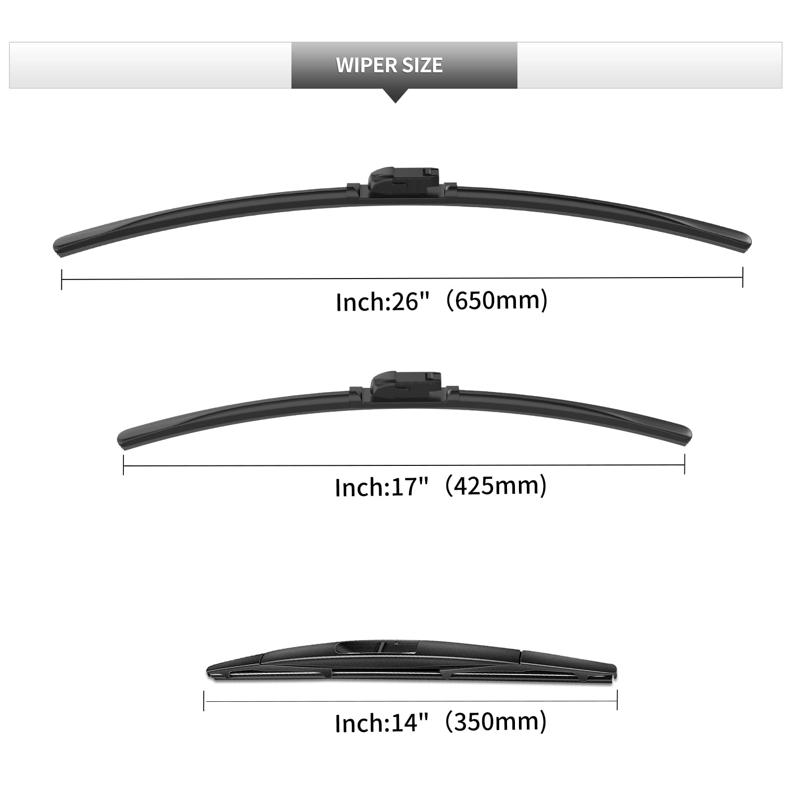 Gardimu Front And Rear Windshield Wiper Blades, 3 Pcs Front And Back Windshield Wipers Blades Replacement For Subaru Outback 202