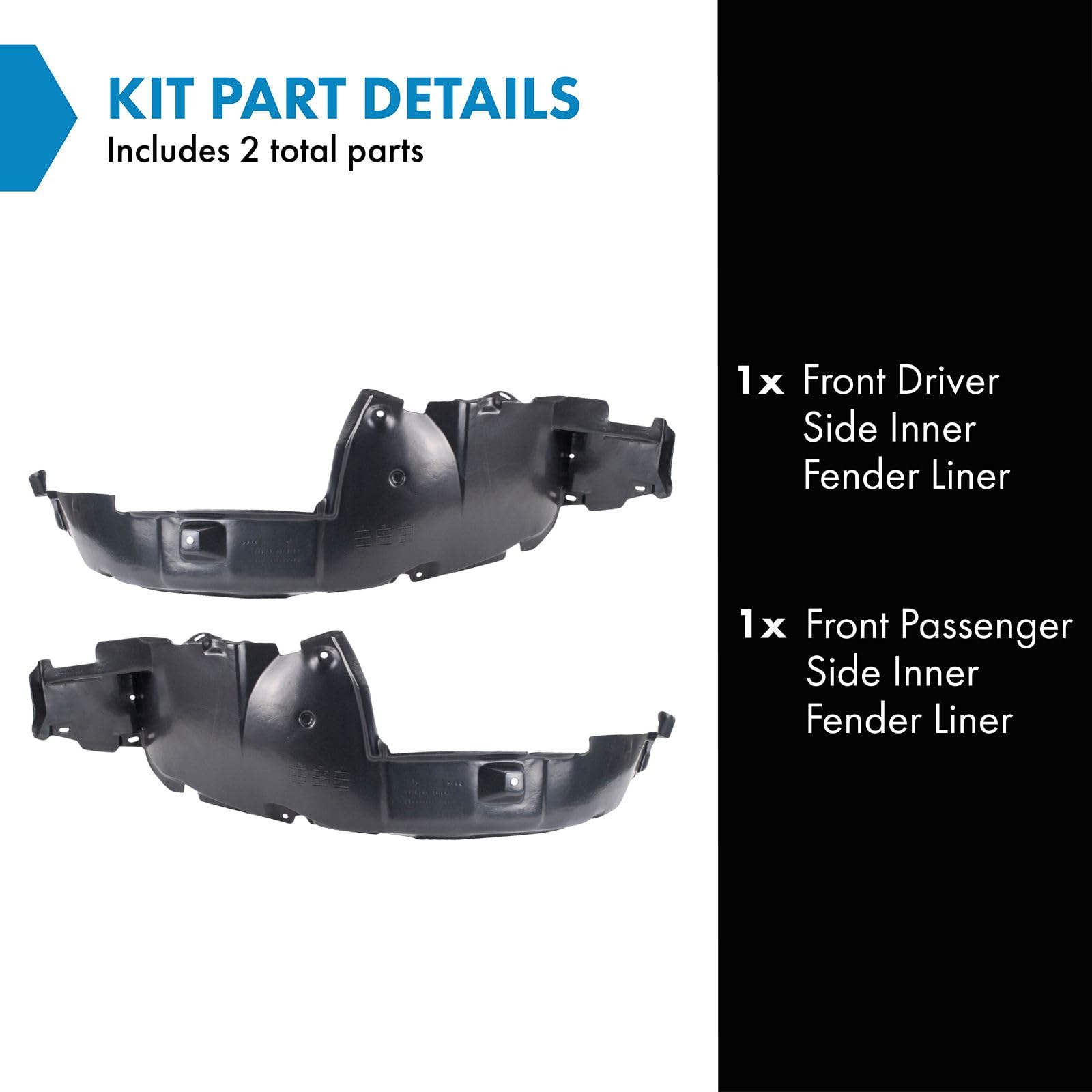Trq Front Inner Fender Liner Set Compatible With 2004-2006 Hyundai Elantra Hy1250108 Hy1251108