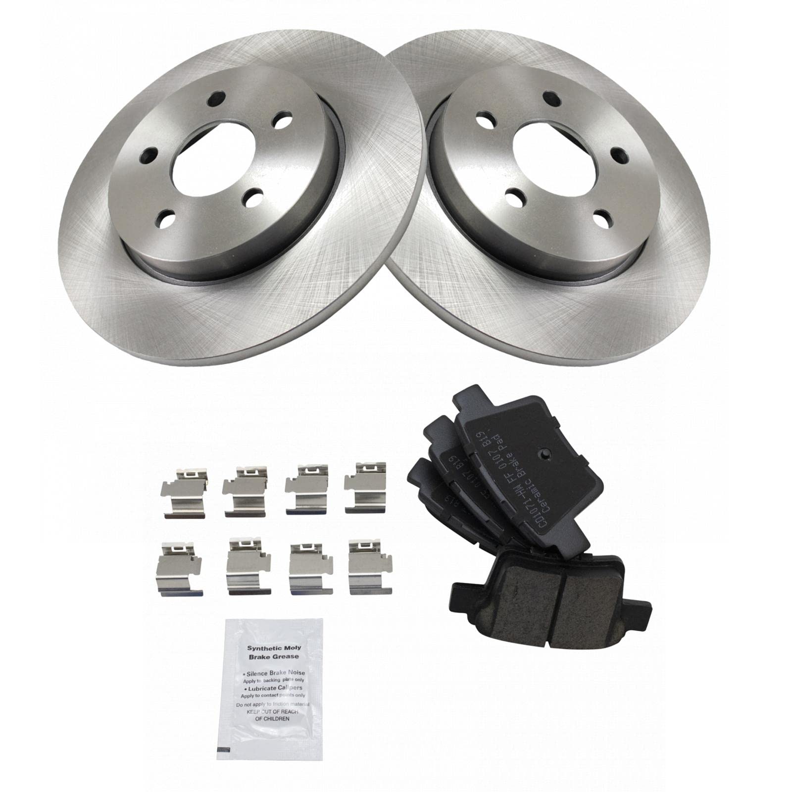 Trq Rear Brake Pad & Rotor Kit Brake Pads Brake Rotor Ceramic Compatible With 2005-2008 Jaguar X-Type