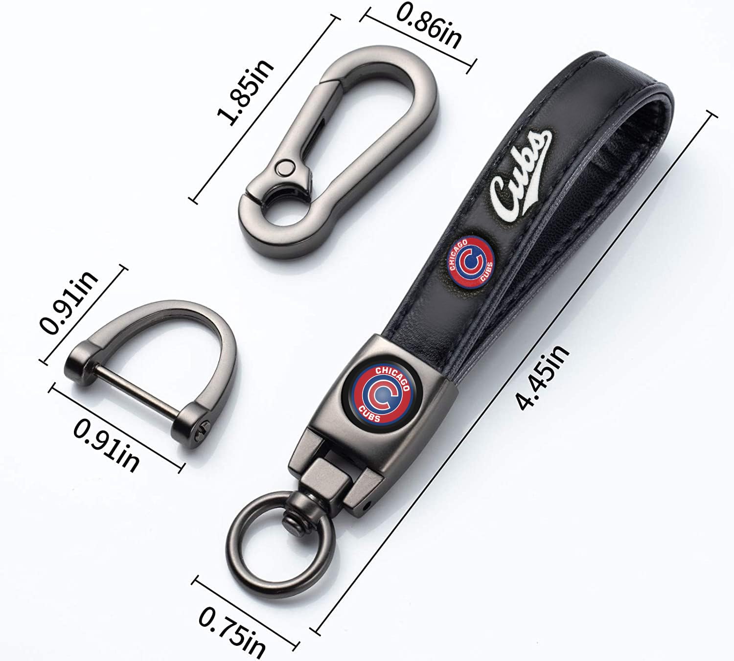 Kaleduo Baseball Fans Car Keychain Keyring, Leather Car Key Chain Compatible With Chicago Cubs Baseball Fans,Delicate Gifts For