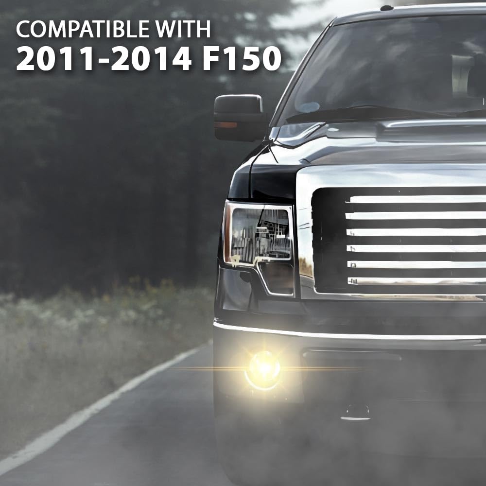 G-Plus Fog Light W/Bulb Compatible With Ford F150 2011-2014/Fit Lincoln Mark Lt 2011-2014 Front Bumper Fog Lamp Clear Lens Faros