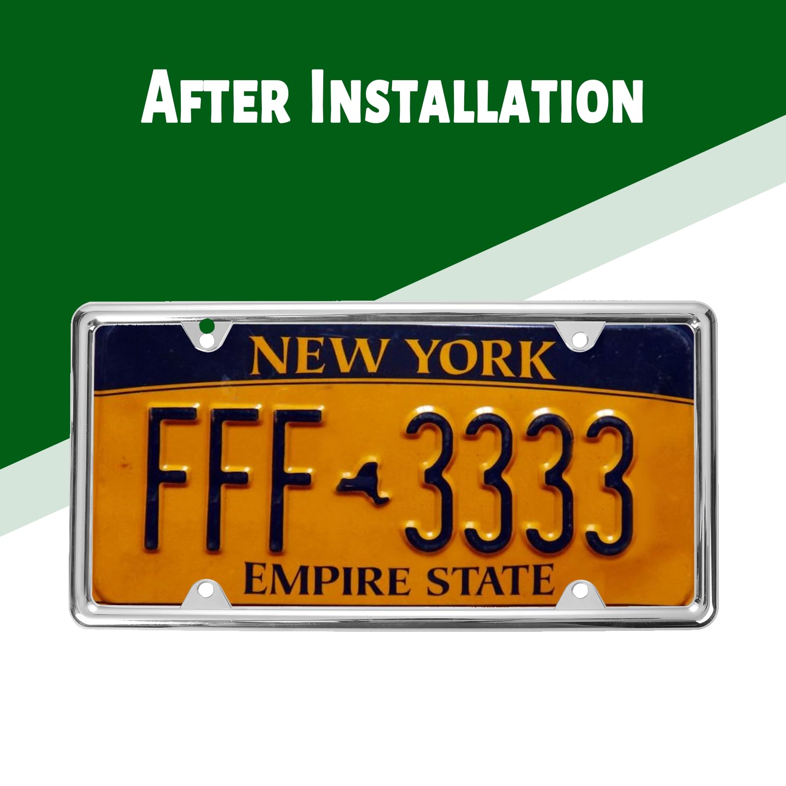 Hanwell Products Chrome License Plate Frames Made of Zinc Alloy Metal, Universal Car Accessories,2Pack Front & Rear License Plat