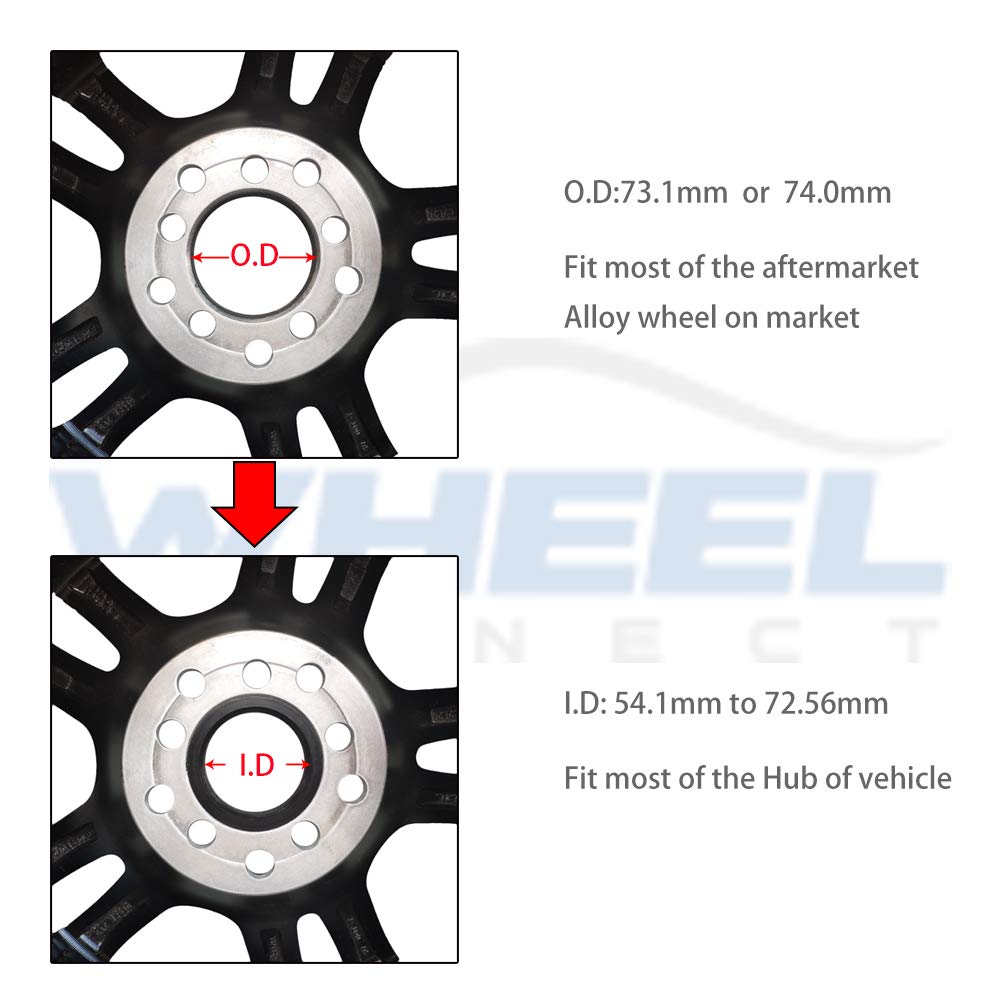 Wheel Connect Hub Centric Rings, 741 To 666, Set Of 4, Abs Plastic Hubrings, Od:740-Id:6656 (666) Mm P