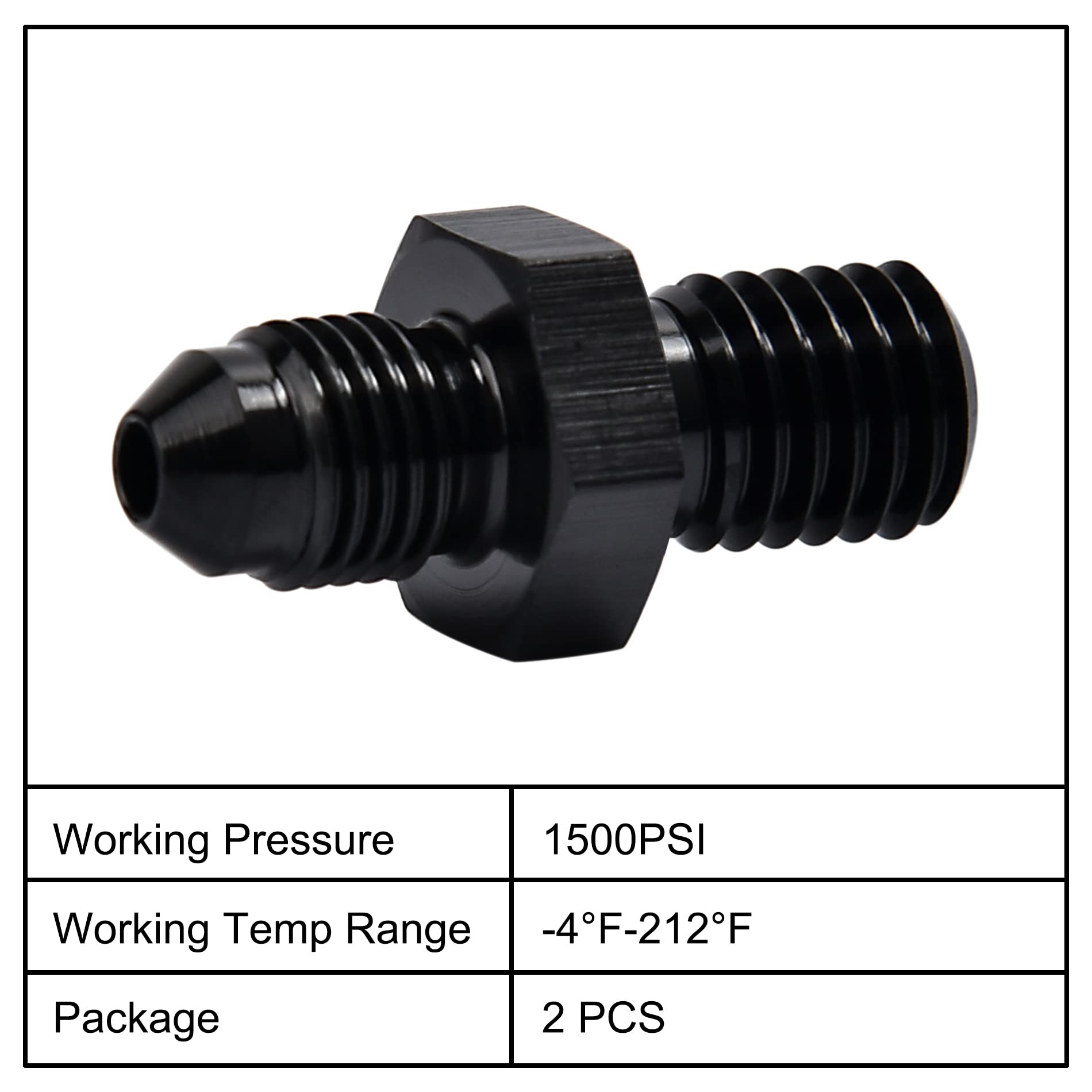 Evil Energy 3An Male Flare To M10 X 1.5Mm Male Metric Fitting Adapter Aluminium Alloy 2Pcs