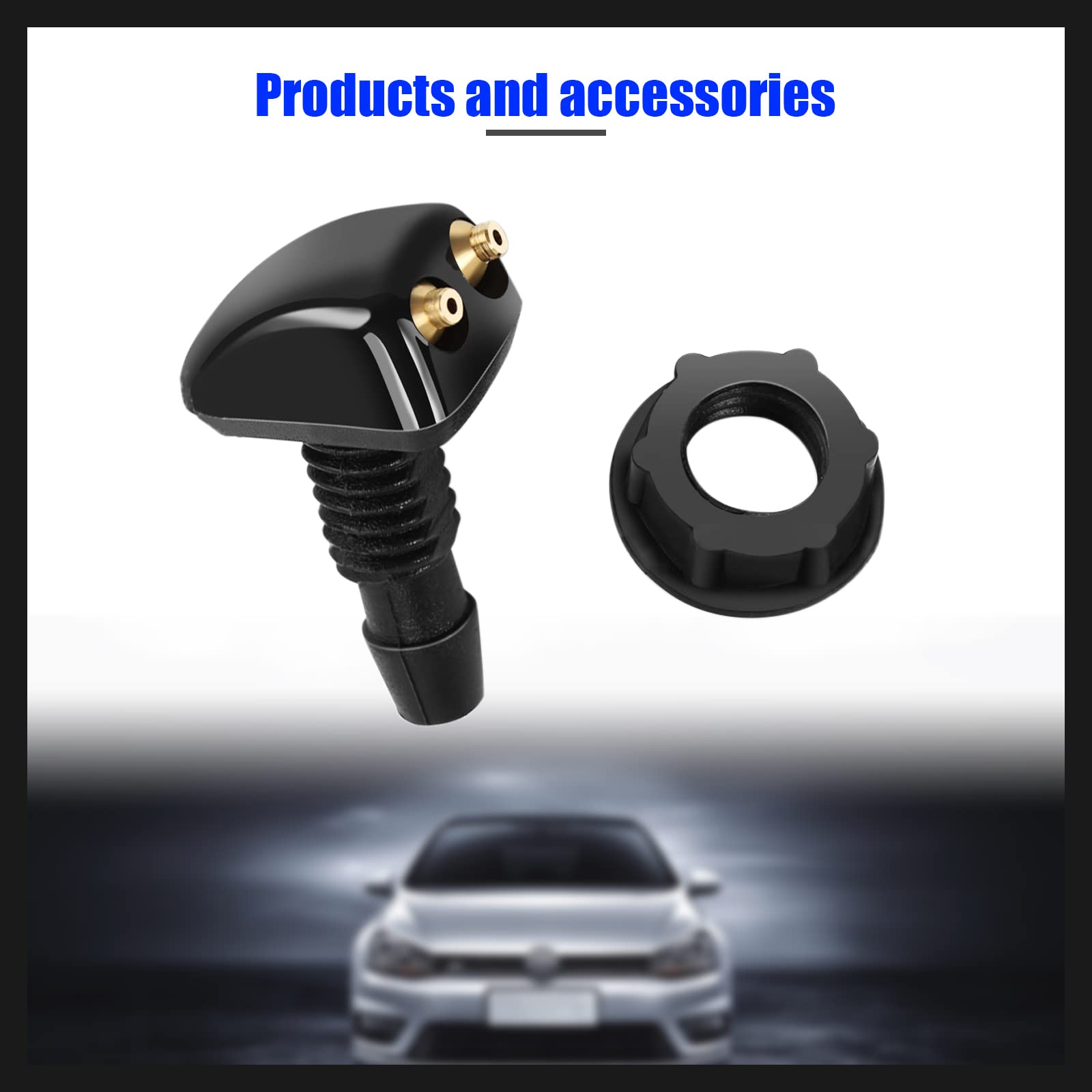 Gseigvee Pack-2 Front Windshield Washer Nozzles, Double-Hole Jet Straight Column Water Sprayer, Window Wiper Nozzle, Fit For Mos
