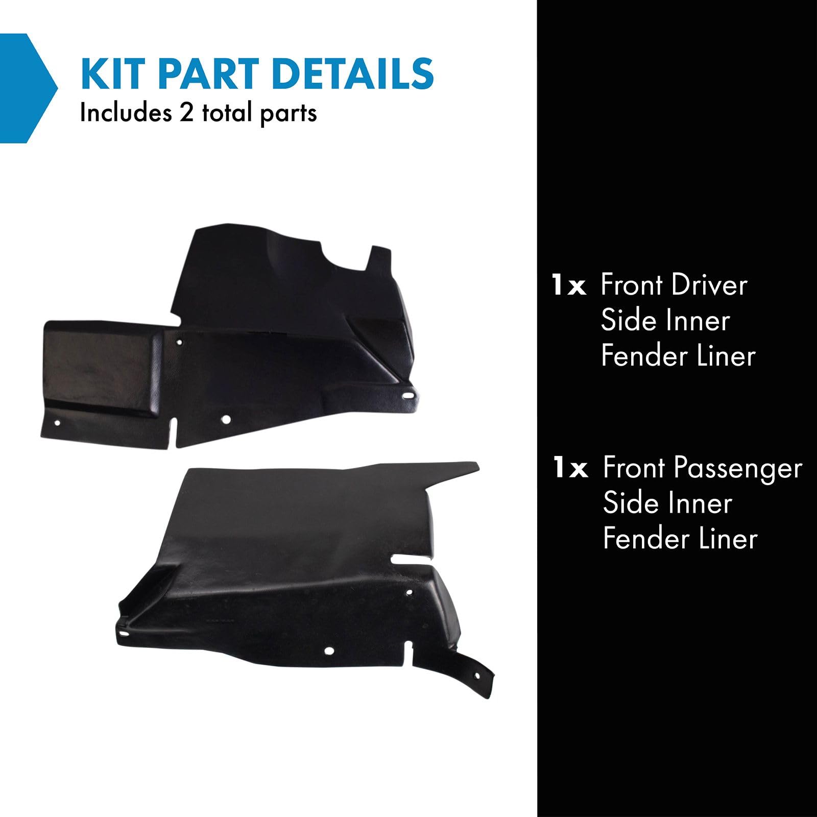 Trq Front Inner Fender Liner Set Compatible With 2005-2009 Buick Lacrosse 2000-2011 Chevrolet Impala 2000-2007 Monte Carlo 2004-