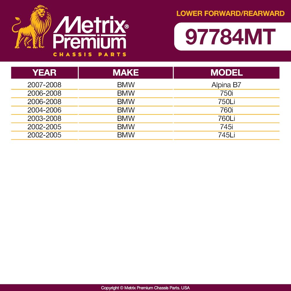 Metrix Premium Chassis Parts - 4 Pc Lower Forward & Rearward Control Arm Kit Fits 07-08 Bmw Alpina B7, 06-08 750I, 06-08 750Li,