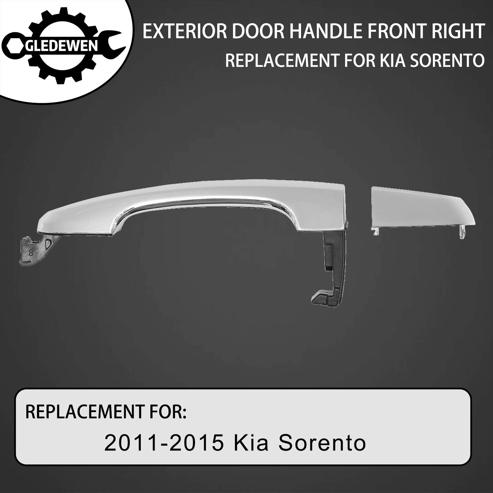 Gledewen Sorento Door Handle, Exterior Door Handle Front Right Passenger Side | Replacement For 2011-2015 Kia Sorento | Replaces# 826522P030, 826512P010
