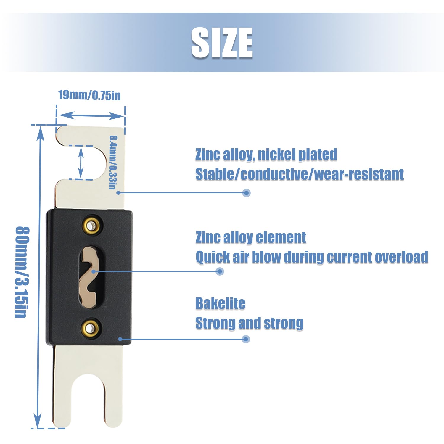 BOJACK ANL Fuse Holder with 125 Amp Fuse,Secure in-Line Installation for 0/2/4 AWG 0, 2, 4 Gauge Wires Fuse Holder 125A