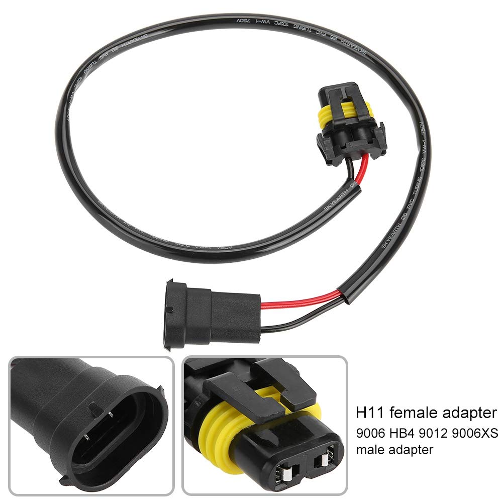 Kimiss Headlight Socket Cables, 2Pcs H11 Female 9006 Hb4 9012 9006Xs Male Headlight Fog Light Conversion Adapter Connector Cable Sockets