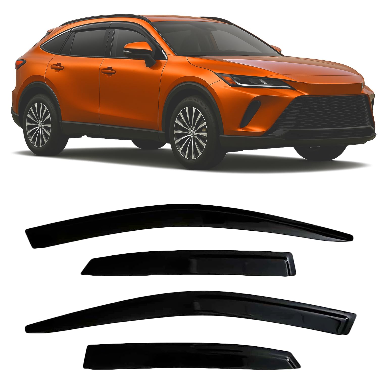 2023-2025 Tape-on Rain Guards for Lexus RX Side Window Deflector Visors 350 350h 500h F Sport Premium Luxury Durable Tinted Vent