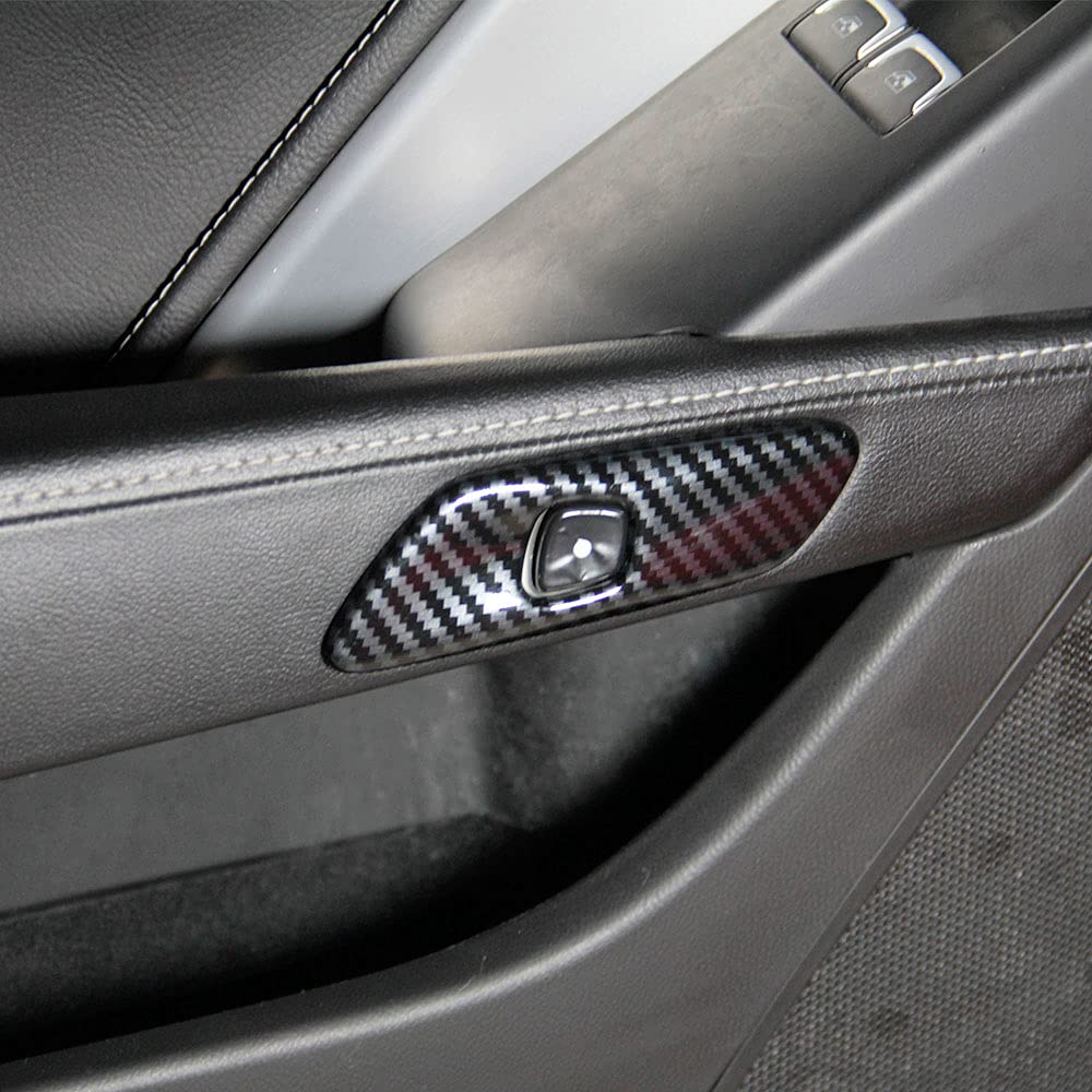 Justautotrim Carbon Fiber Look Interior Door Handle Molding Cover Trims Accessories For 2014 2015 2016 2017 2018 Chevrolet Corve