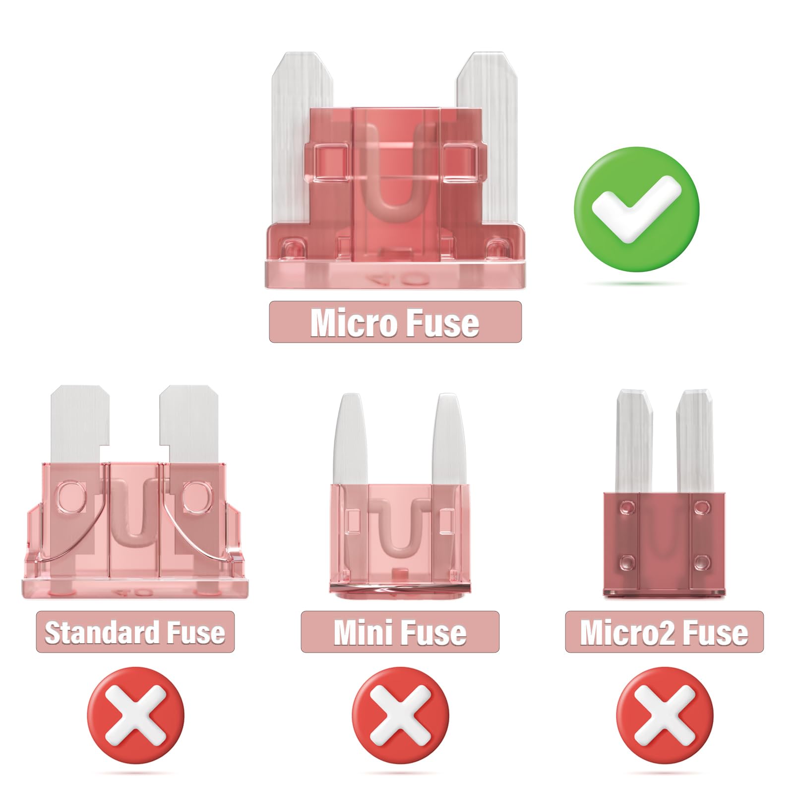 ALLECIN 40A Low Profile Mini Fuse 40 Amp Micro Car Fuses 40Amp Auto Blade Fusible Automotive Fusibles para Carro for RV Boat Aut