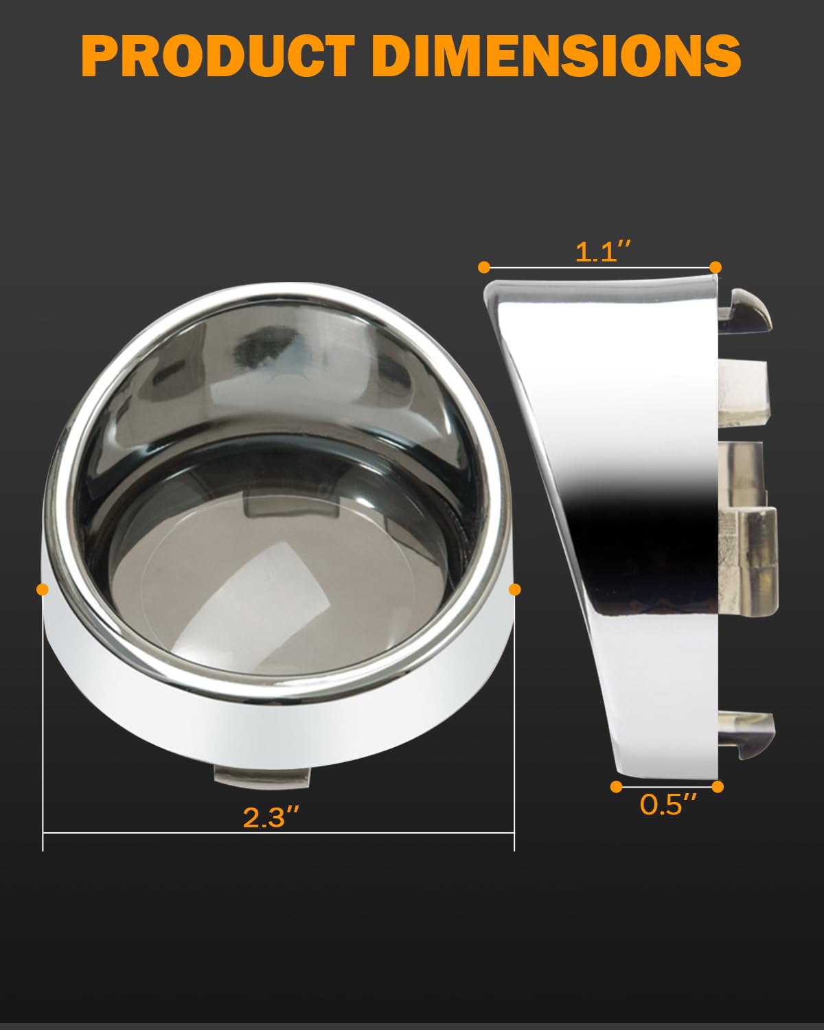 PBYMT Smoke Turn Signal Lens Cover, Chrome Bezels, 4pcs Compatible with Harley Touring, Dyna, Street Glide, Road King, 2000-2024
