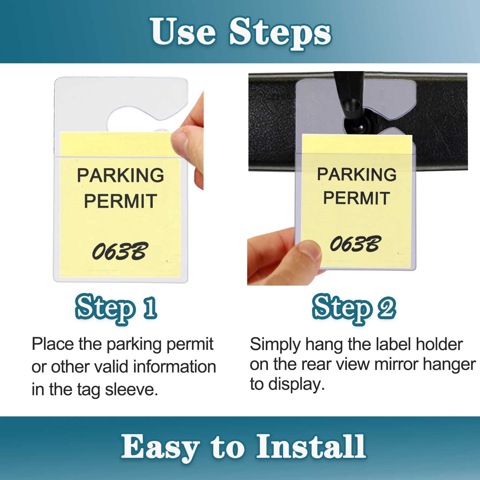 Clear Parking Permit Holder, Car Vertical Parking Lot Pass Rear View Mirror Hanger Vehicle Parking Pass Hang Tag Holder For Car