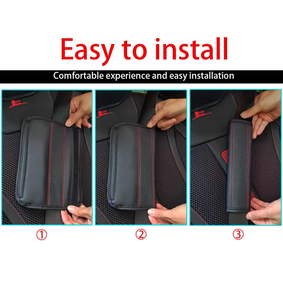 Zipelo 2Pcs Car Seat Belt Cover, Soft Shoulder Strap Covers Harness Pads, Safety Leather Seatbelt Comfort Driving Cushion Protec