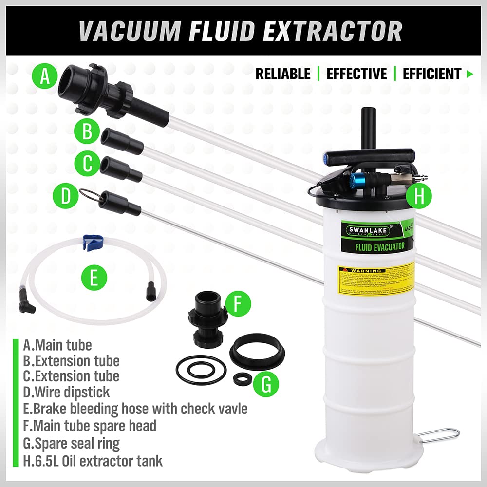 SWANLAKE Oil Changer 6.5L Pneumatic/Manual Fluid Extractor Pump, Model SW-66056