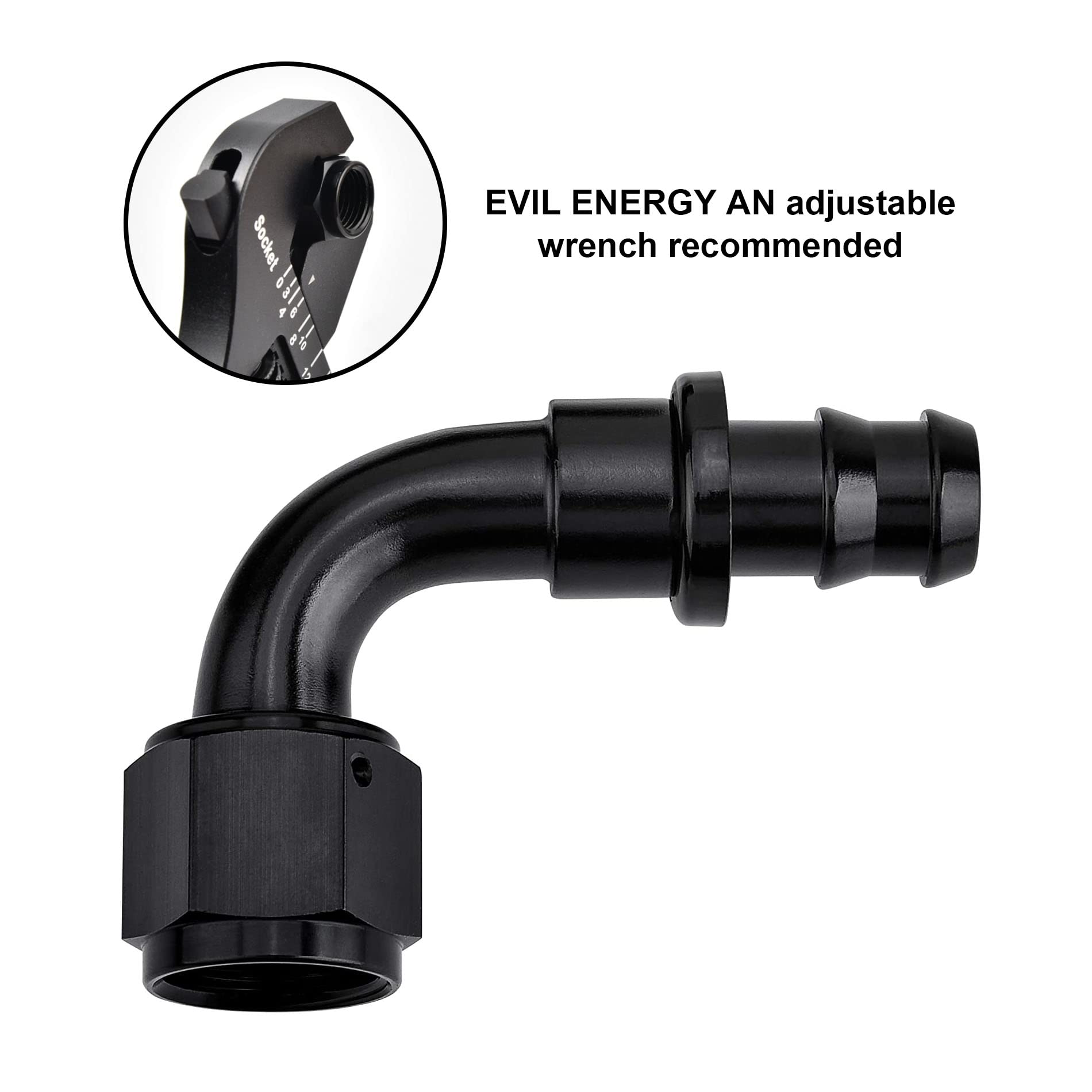 Evil Energy 8An 90 Degree Push Lock Hose Fitting End Black 2Pcs
