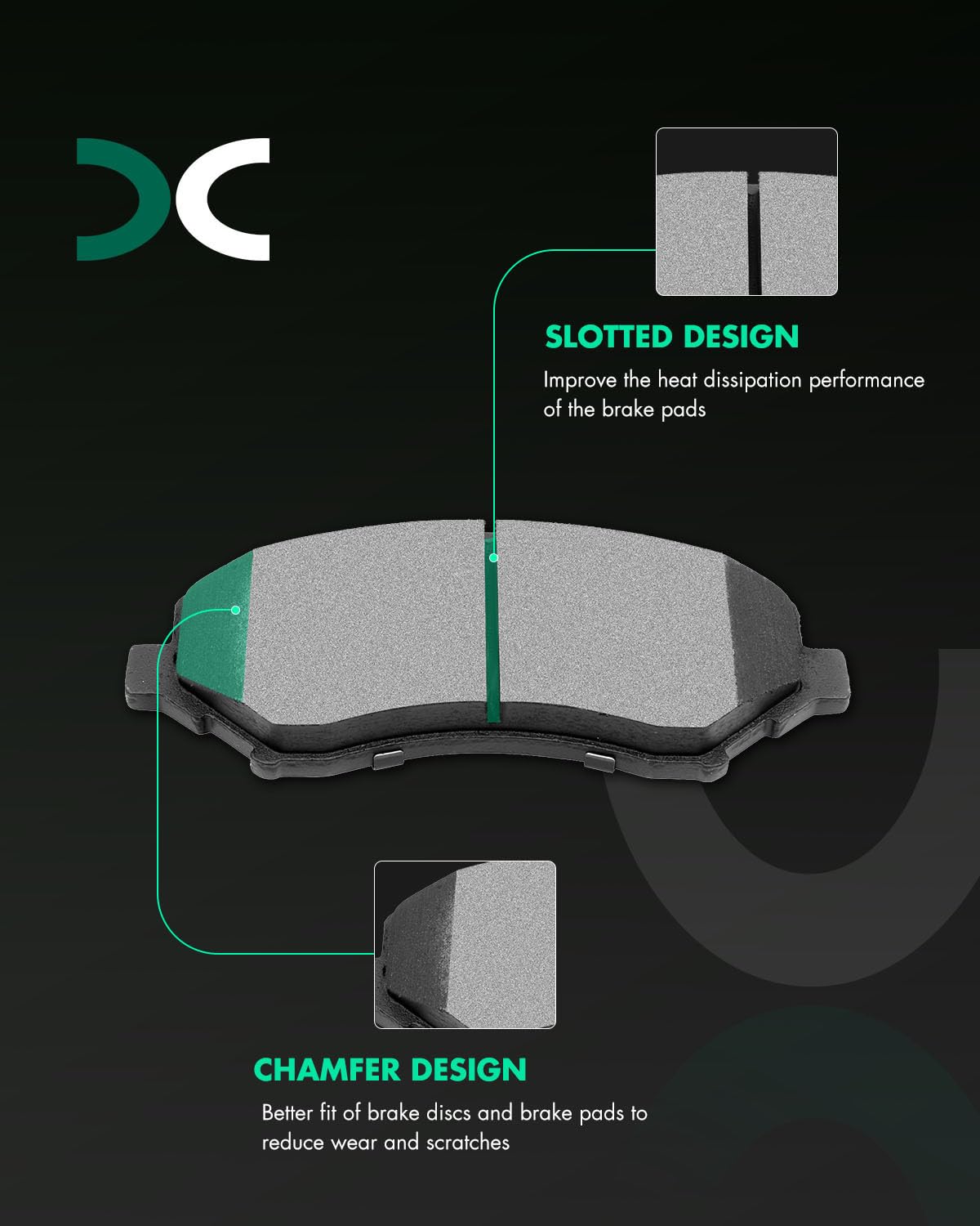 Ceramic Brake Pads Kits,Scitoo 8Pcs Brakes Pads Set Fit For 08-12 For Chrysler Town & Country,08-12 For Dodge Grand Caravan,09-1