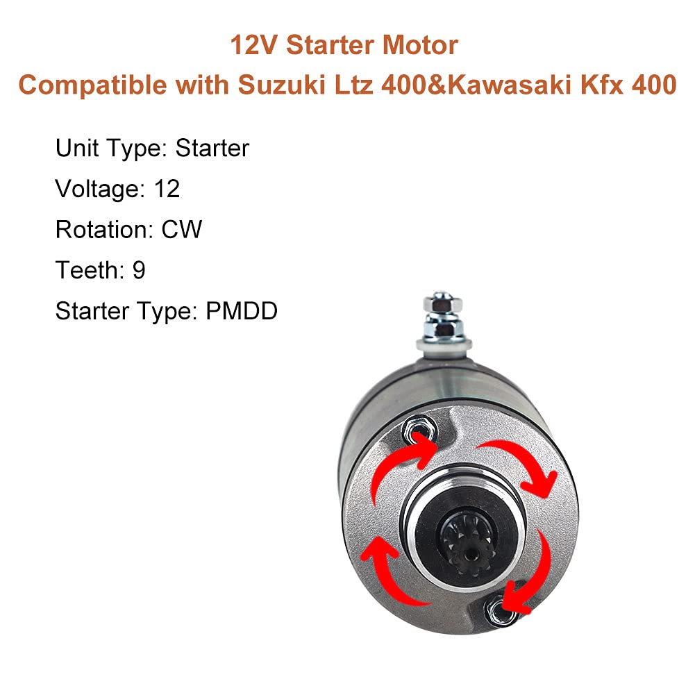 Waterwich Starter Compatible With Suzuki Ltz Kawasaki Kfx 400 2003 2004 2005 2006 2007-2015 Replaces 31100-29F00 21163-S004