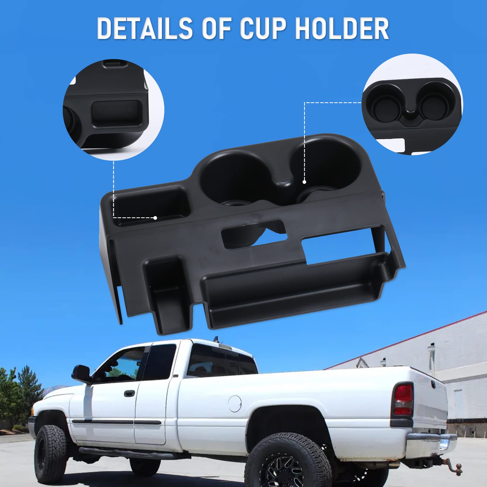 DICMIC Center Console Armrest Add-on Cup Holder for 1999-2001 Dodge Ram 1500/2500/3500 - Durable Plastic, Model DICMIC-Z513