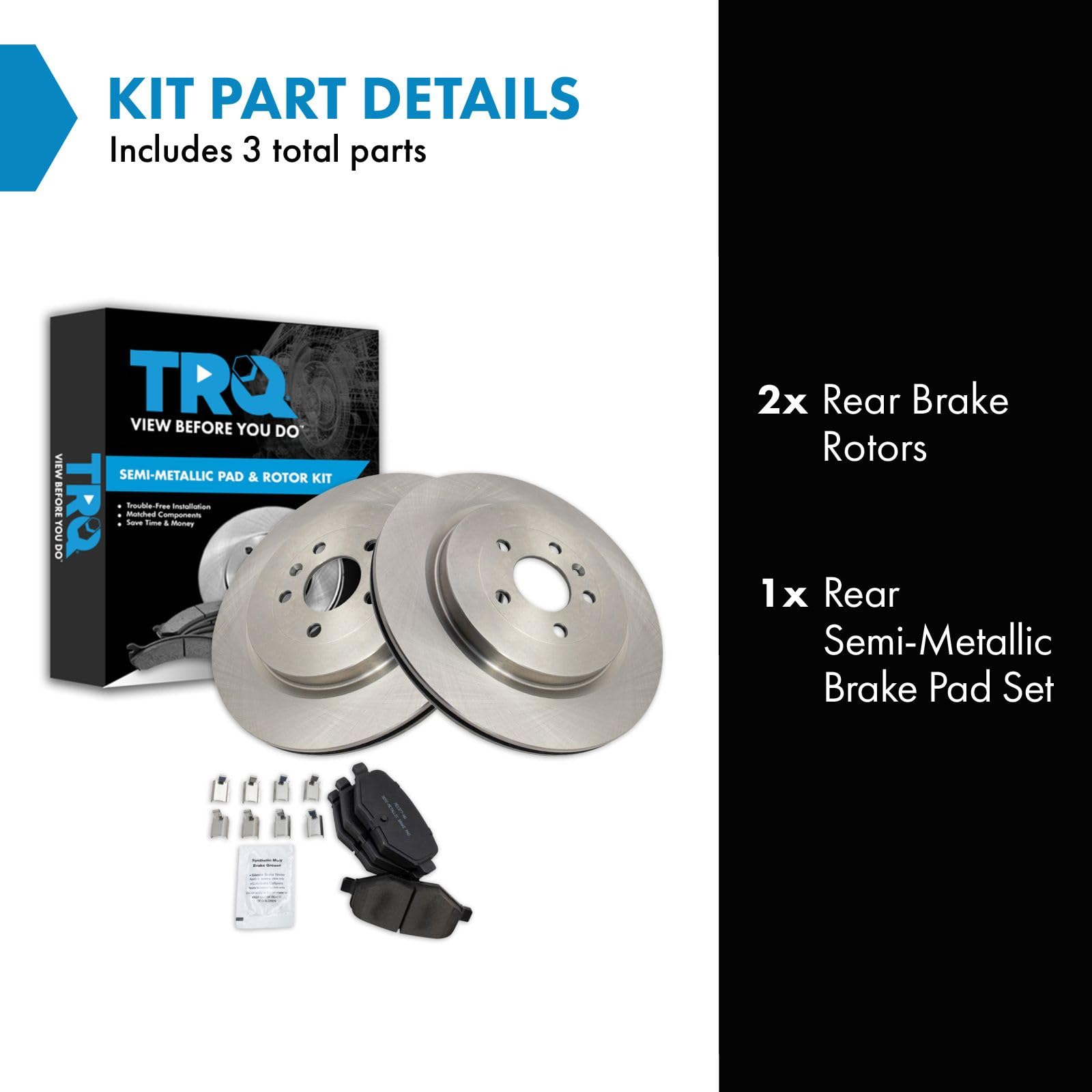 Trq Rear Brake Pad & Rotor Kit Brake Pads Brake Rotor Semi-Metallic Compatible With 2013-2019 Ford Explorer Flex Police Intercep