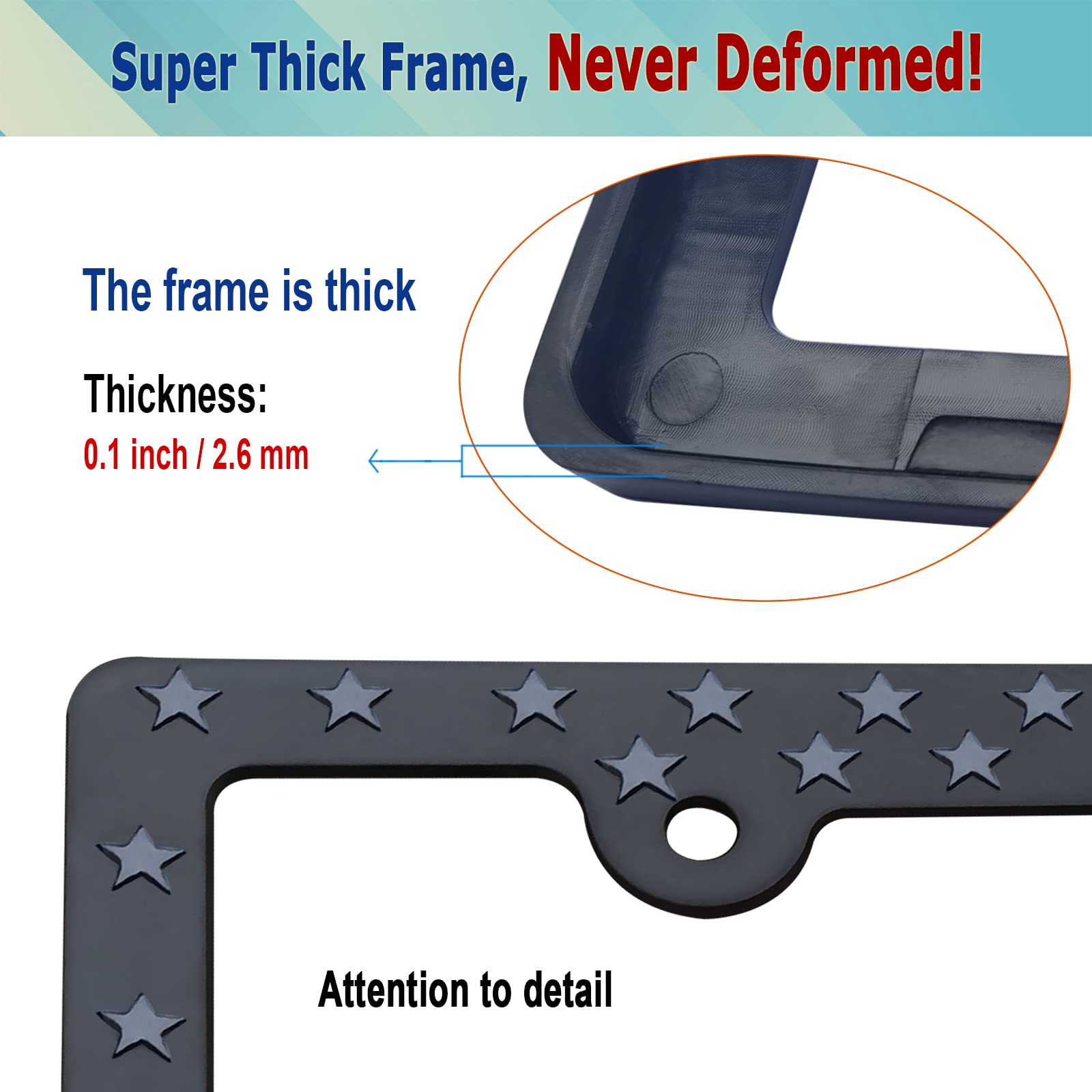 Bggtmo American Flag License Plate Frames- Patriotic Usa Stars And Stripes Plastic Car Tag Holder Cover (Gloss On Matte Black) W