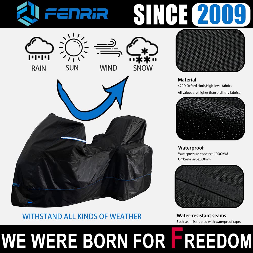 Fenrir 420D 90''Inch Motorcycle Cover Waterproof Outdoor Storage For R1300Gs R1250Gs R1200Gs S1000Xr F900Xr F900Gs F850Gs F800Gs