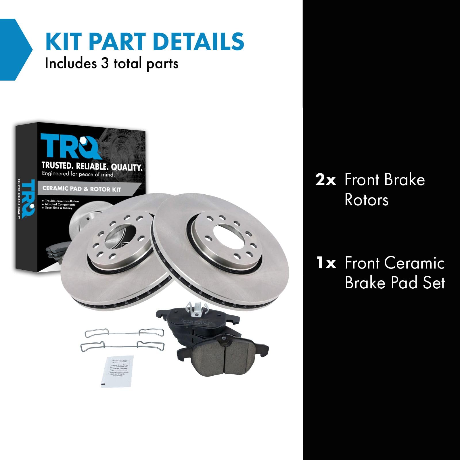 Trq Front Brake Pad & Rotor Kit Brake Pads Brake Rotor Ceramic Compatible With 2003-2011 Saab 9-3 2010-2011 9-3X