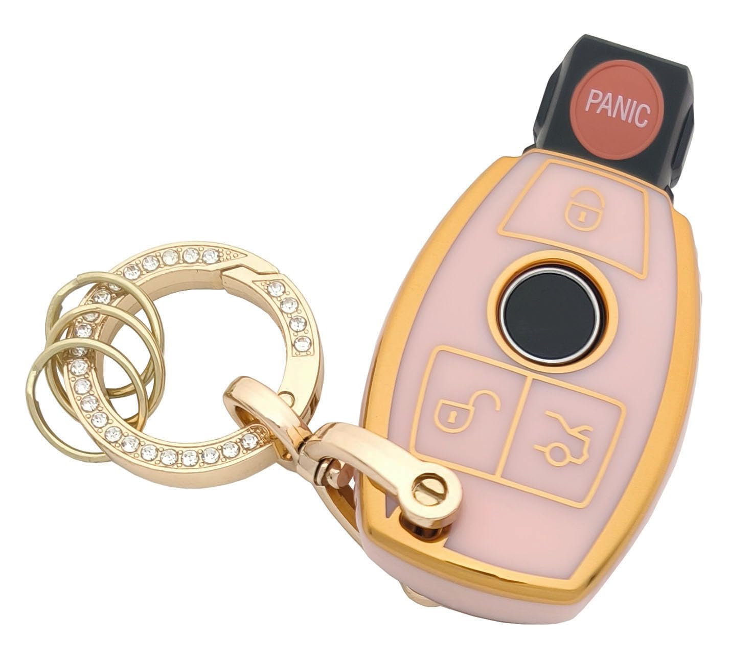 Chyoekey Key Fob Cover Case Shell Keychain For Mercerdes Benz Amg Glc Gla Cla Gls Gle Glk Cls C 300 G E S Ml Class Pink (For Ben